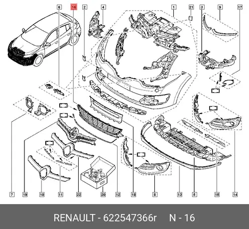 Решетка радиатора RENAULT 622547366R