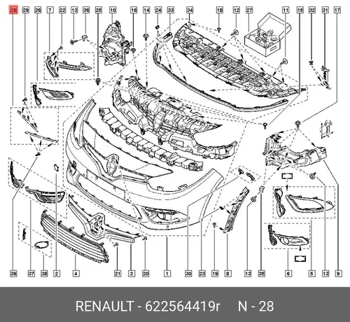 Решетка радиатора RENAULT 622564419R