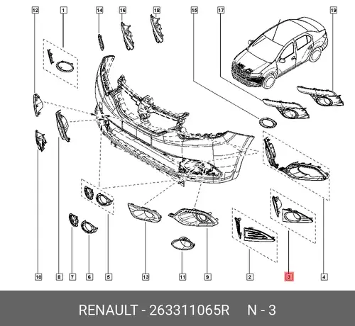 Решетка бампера RENAULT 263311065R