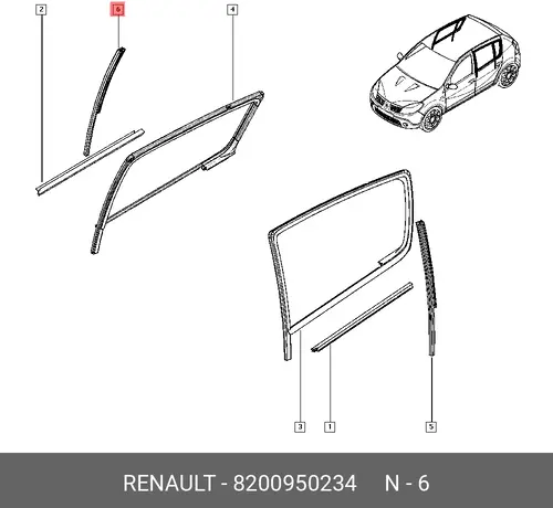 Уплотнитель двери RENAULT 8200950234