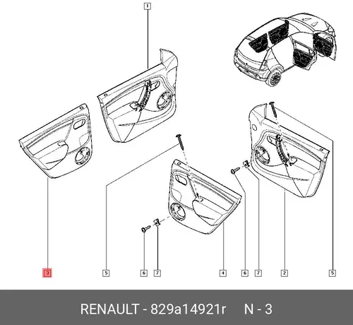 ОБИВКА ДВЕРИ ЗАД ЛЕВ 829A14921R RENAULT