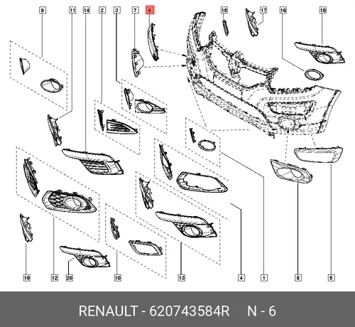 накладка бампера переднего!\ Renault 620743584R