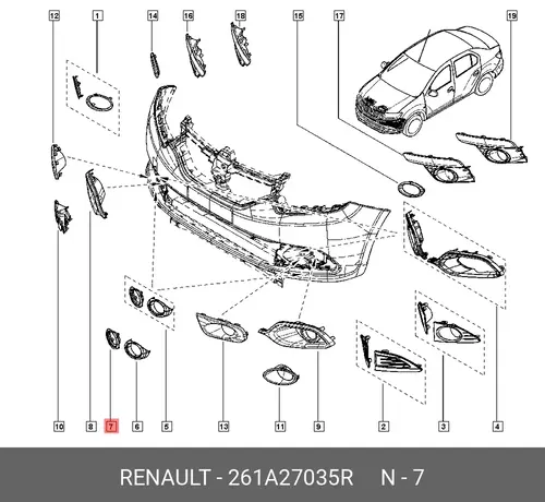 Фара противотуманная RENAULT 261A27035R