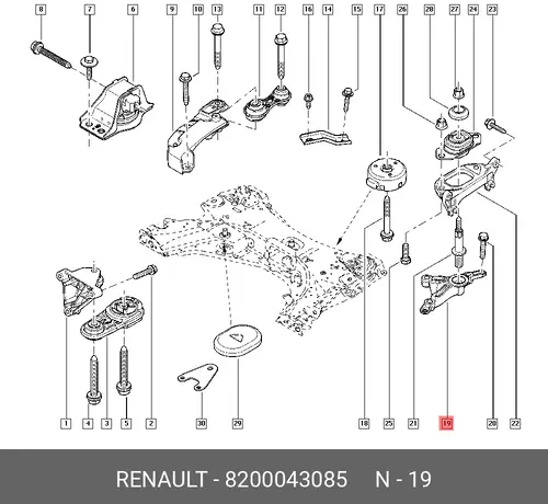 кронштейн опоры двигателя!\ Renault 8200043085