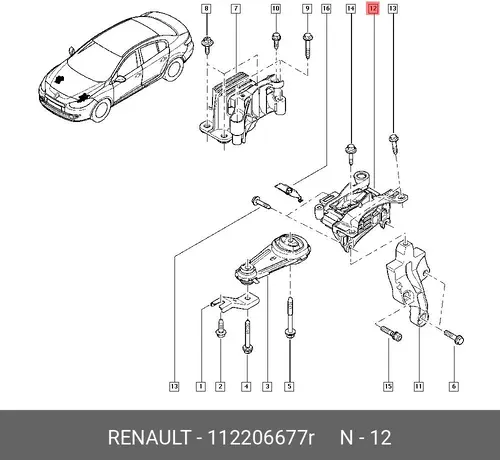 112206677R RENAULT ОПОРА КПП RENAULT 112206677R