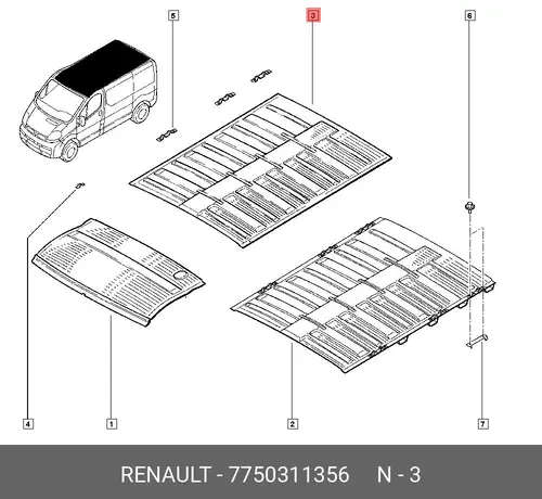 ПАНЕЛЬ КРЫШИ (МЕТ) 7750311356 RENAULT