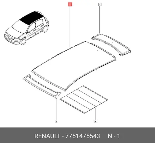 ПАНЕЛЬ КРЫШИ (МЕТ) 7751475543 RENAULT