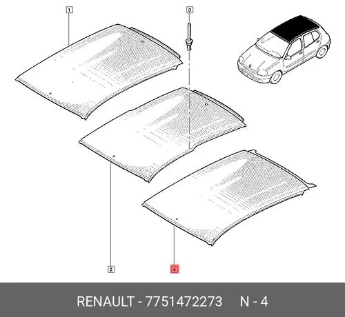 ПАНЕЛЬ КРЫШИ (МЕТ) 7751472273 RENAULT