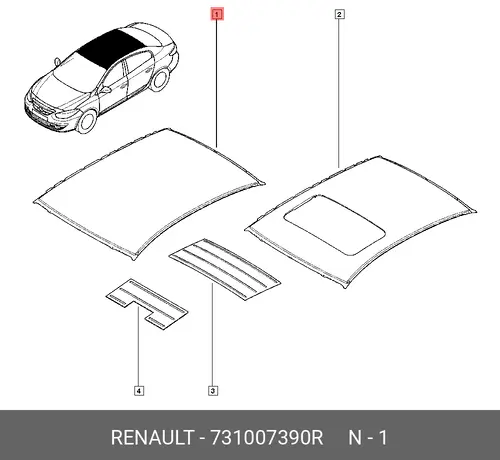 Панель крыши RENAULT Fluence 731007390R
