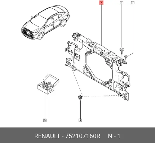 Усилитель бампера RENAULT 752107160R