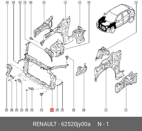  РАМКА РАДИАТОРА (ТЕЛЕВИЗОР) HY 62520JY00A RENAULT