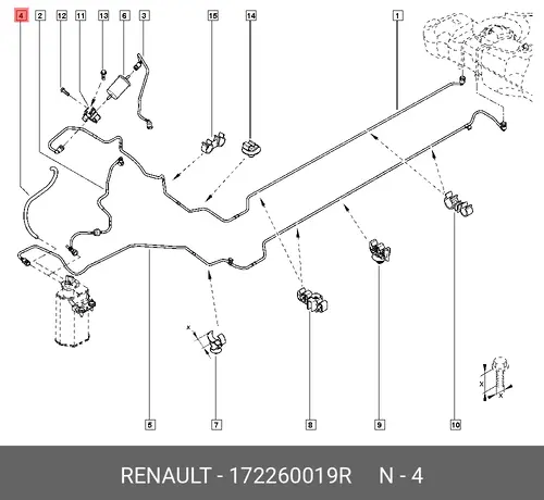  ПАТРУБОК ВЕНТИЛЯЦИИ АБСОРБЕРА (РЕЗ) 172260019R RENAULT