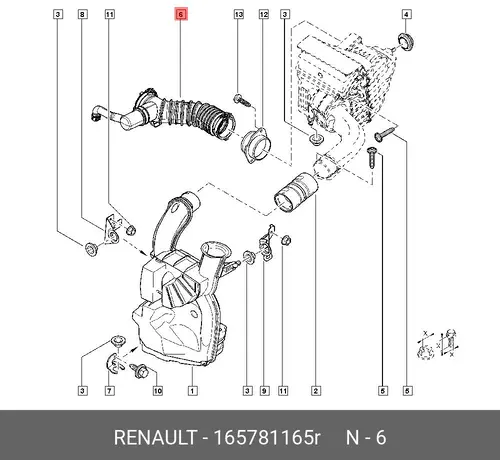 165781165R ПАТРУБОК ВОЗДУШНОГО RENAULT
