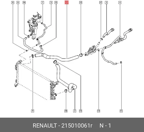 215010061R Патрубок радиатора (рез, фит, плас) RENAULT