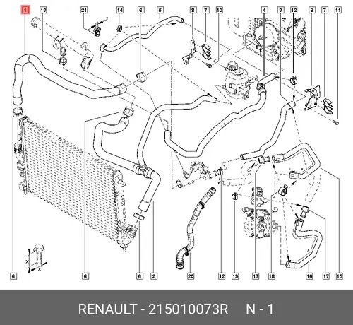 ПАТРУБОК РАДИАТОРА 215010073R RENAULT