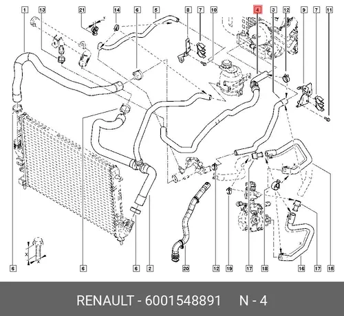 ПАТРУБОК РАДИАТОРА О 6001548891 RENAULT