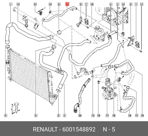 ПАТРУБОК РАДИАТОРА ОХЛАЖДЕНИЯ (РЕЗ) 6001548892 RENAULT