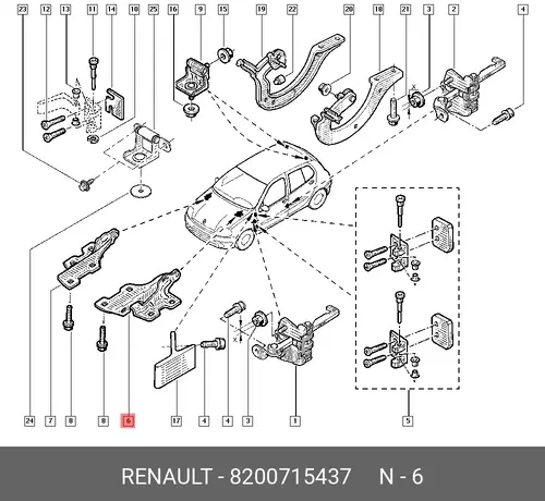  ПЕТЛЯ КАПОТА ЛЕВ. CLIO 2 8200715437 RENAULT