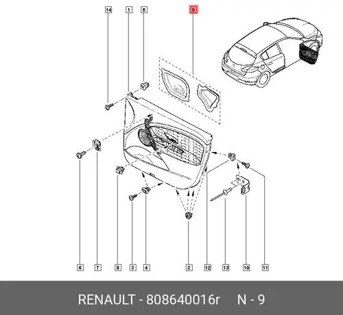 Пленка уплотнительная двери перед. прав. 808640016R RENAULT