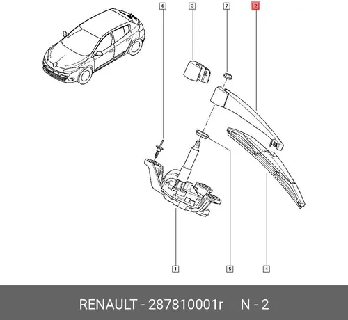 RENAULT, РЫЧАГ СТЕКЛООЧИСТИТЕЛЯ РОССИЯ 287810001R