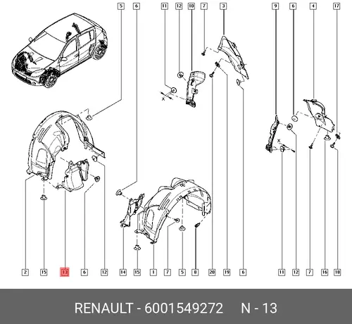 Подкрылок RENAULT 6001549272