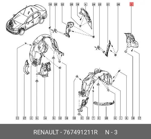 Подкрылок RENAULT 767491211R