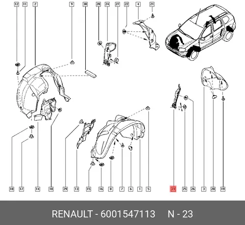 Подкрылок RENAULT 6001547113
