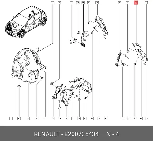 Подкрылок RENAULT 8200735434