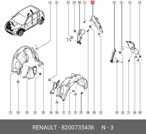 Подкрылок RENAULT 8200735436