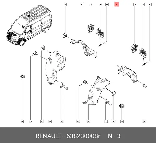 Подкрылок RENAULT 638230008R
