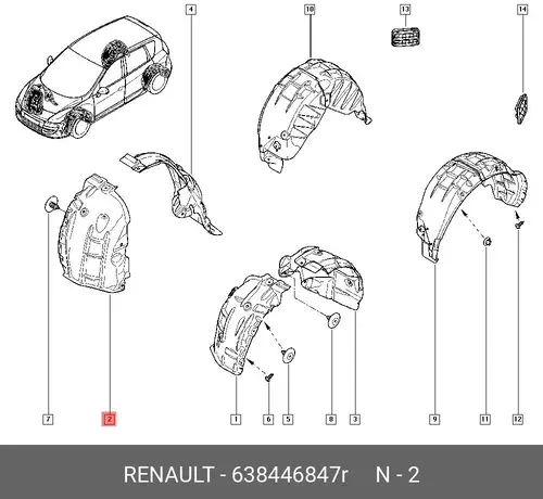 Подкрылок RENAULT 638446847R