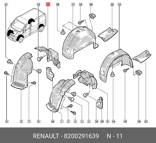 Подкрылок RENAULT 8200291639