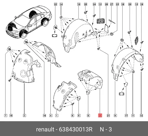 Подкрылок RENAULT 638430013R