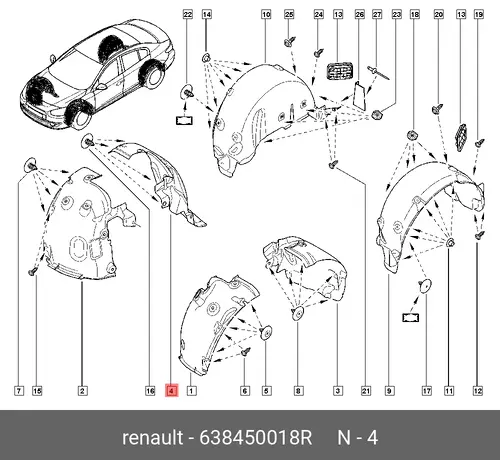 Подкрылок RENAULT 638450018R