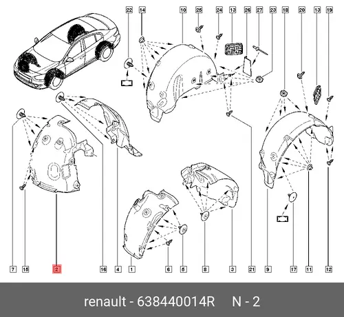 Подкрылок RENAULT 638440014R