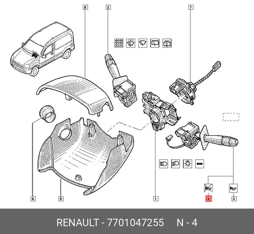 ПОДРУЛЕВОЙ ПЕРЕКЛЮЧАТЕЛЬ 7701047255 RENAULT