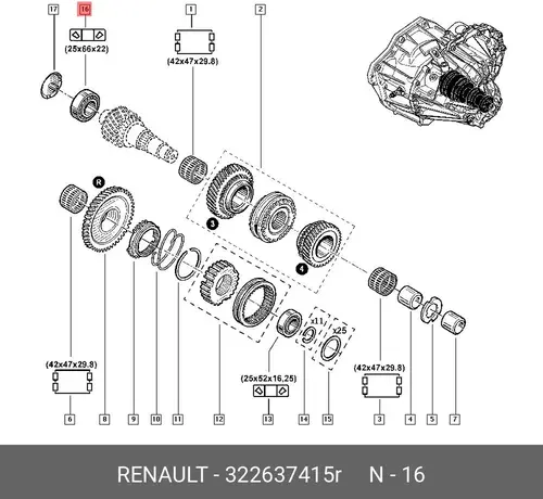 подшипник КПП!\ Renault Master III 322637415R
