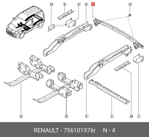 Усилитель бампера RENAULT 756101976R