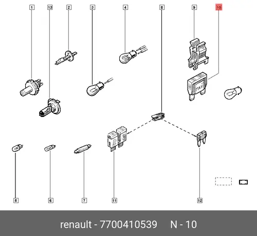 ПРЕДОХРАНИТЕЛЬ 30А 7700807239=> 7700410539 ПРЕДОХРАНИТЕЛЬ 30А RENAULT