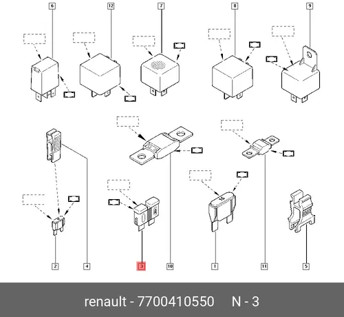 7700410550 ПРЕДОХРАНИТЕЛЬ ПЛАВКИЙ 15А RENAULT