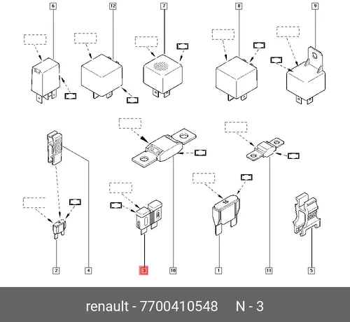 ПРЕДОХРАНИТЕЛЬ ПЛАВКИЙ 7,5А 7700410548 RENAULT