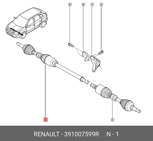 Вал приводной в сборе RENAULT 391007599R