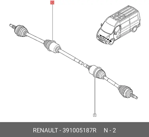 Привод колеса перед. прав. RENAULT Maste 391005187R