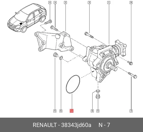 КОЛЬЦО УПЛОТНИТЕЛЬНОЕ 38343JD60A RENAULT