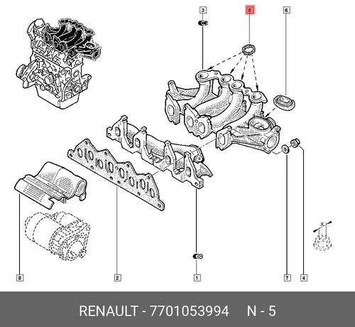 Прокладка коллектора RENAULT 7701053994
