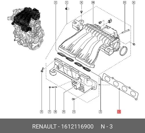 Прокладка коллектора RENAULT 1612116900