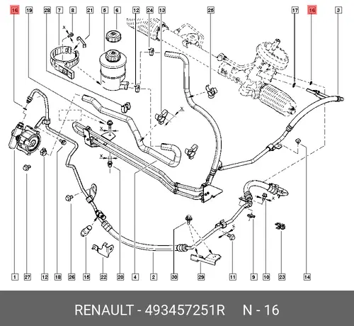 кольцо упл. ГУР!/ Renault 493457251R
