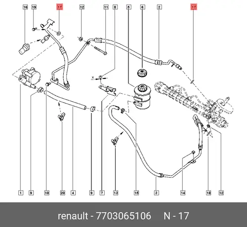 уплотнитель трубки ГУР!\ Renault 7703065106