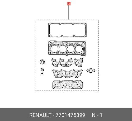 Комплект прокладок двигателя RENAULT 7701475899