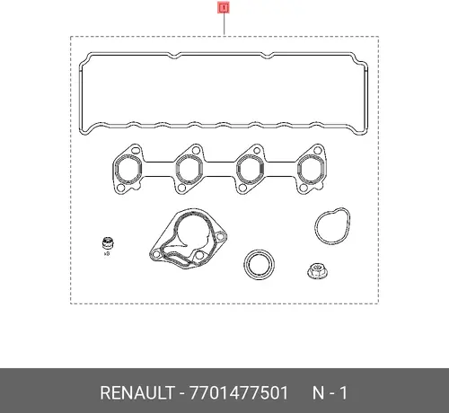 Комплект прокладок двигателя RENAULT 7701477501